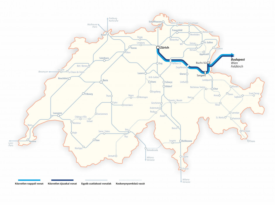 Svájc vasúthálózati térképe
