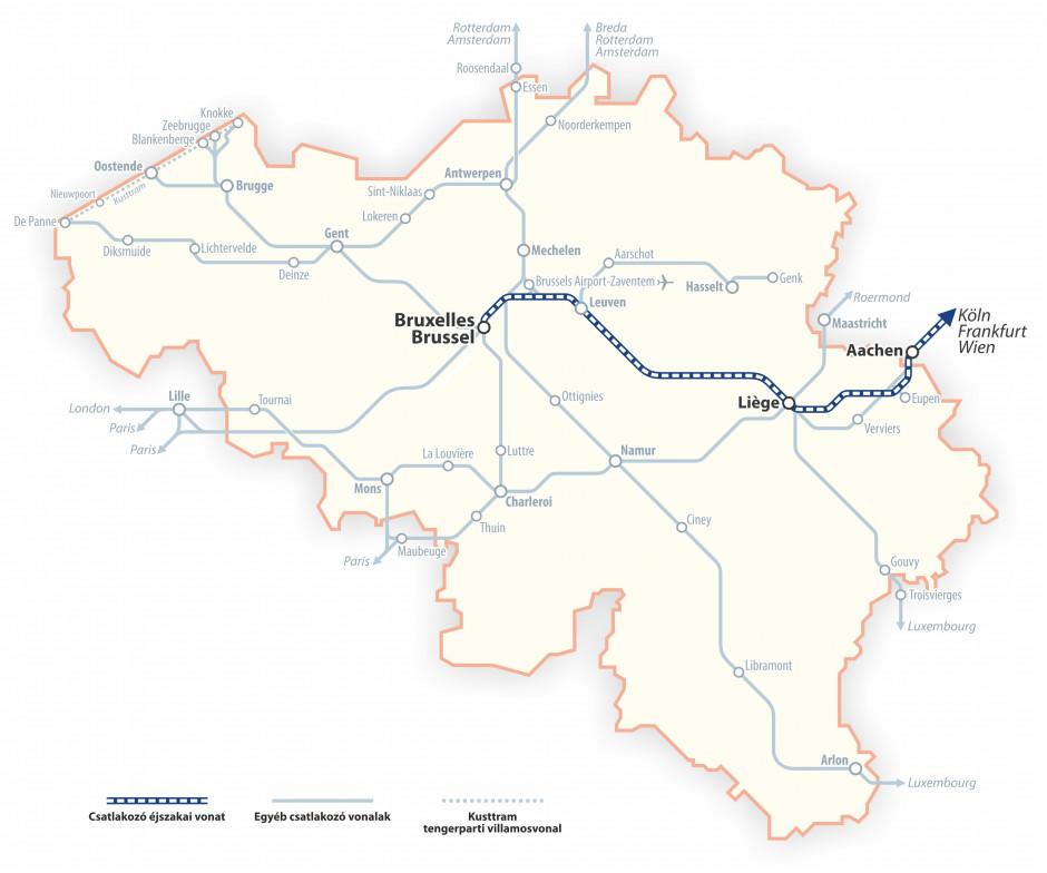 Belgium vasúthálózati térképe
